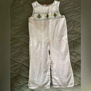 Baby White Sleeveless Romper with Green Tree Embroidery